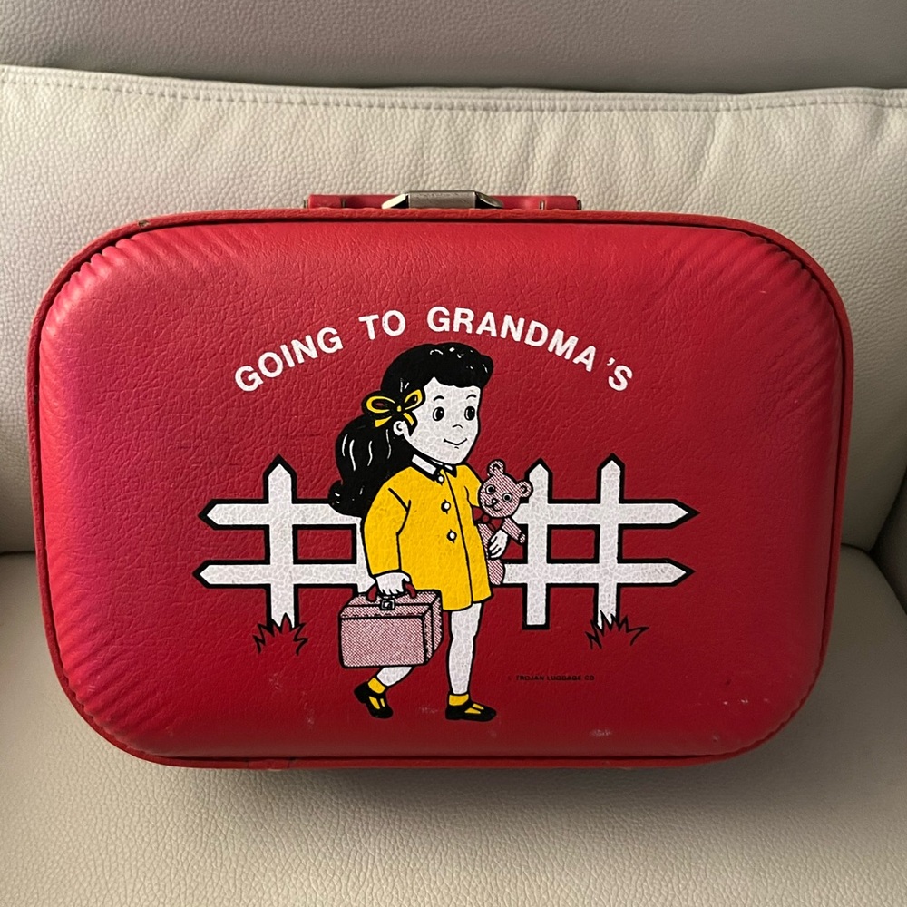 Vintage 1950s Red Suitcase “Going to Grandma’s”
